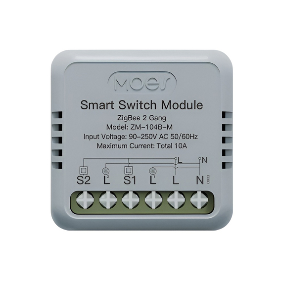 Moes Zigbee Mini Smart Switch Modul 2 Gang 10A (fir neutru)