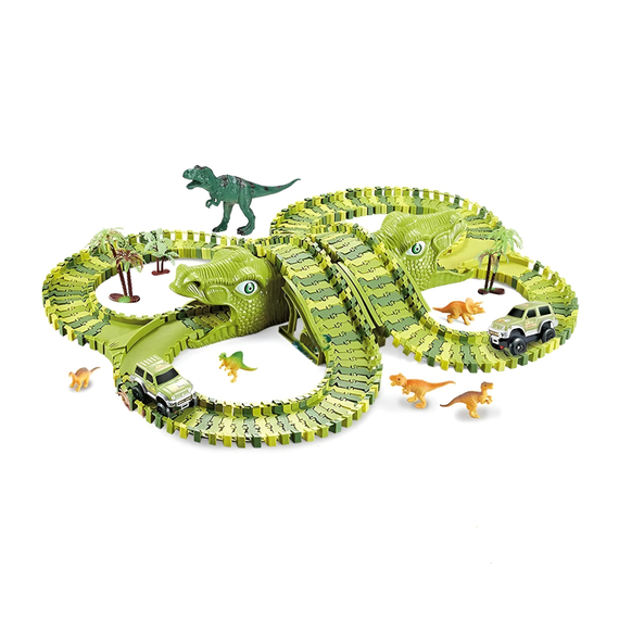 Set de jucării cu șine flexibile Dinosaur cu mașină electrică (XC256A)