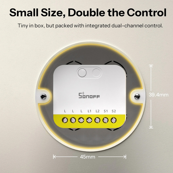Întrerupător inteligent Sonoff Zigbee MINI-ZB2GS-L Mini Duo 2-Gang (nu necesită neutru), 2 image