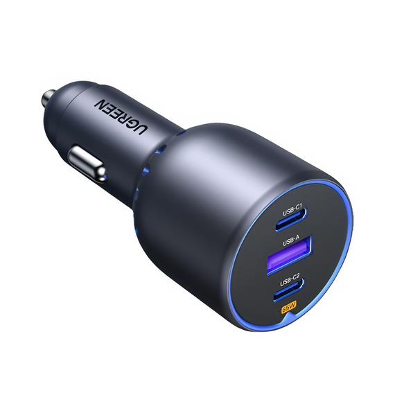 UGREEN Încărcător auto 2*Type-C+1*USB-A aluminiu 3A 75W, gri