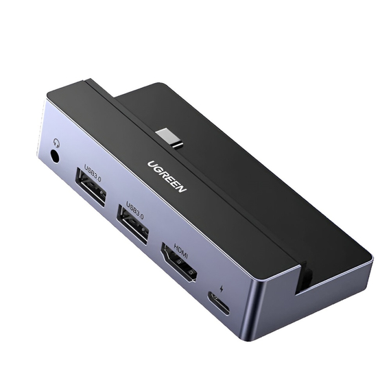 UGREEN HUB 5in1 pentru iPad Pro Type-C 3.0 la 2*USB 3.0 + HDMI + 3.5mm PD 100W CM317, Argint, 2 image