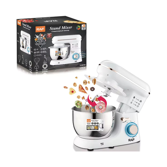 Raf Stand Mixer R.6601W, 4.5L, 1300W, alb, 2 image