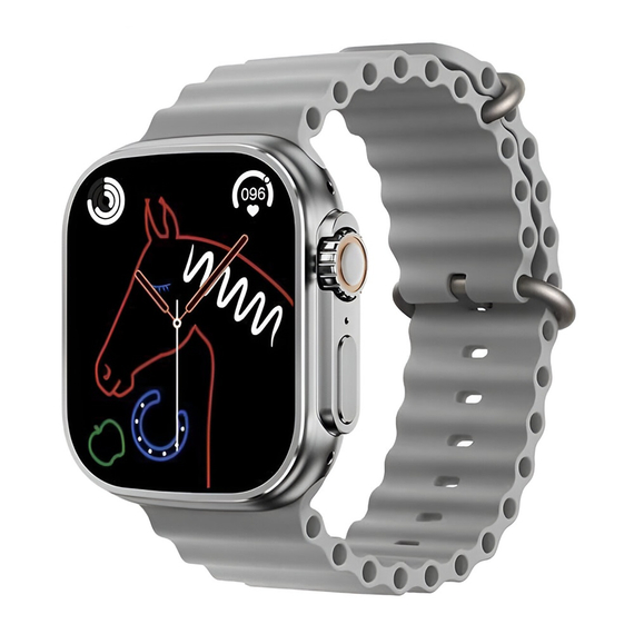 Charome Smart Watch HD Call T8s Ultra Max, cu 2 curele, argintiu