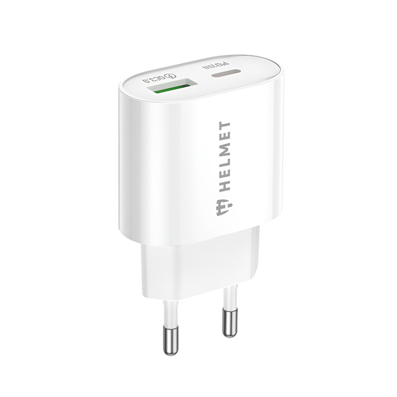 Încărcător de perete pentru cască USB/Type-C PD, QC3.0 20W, alb