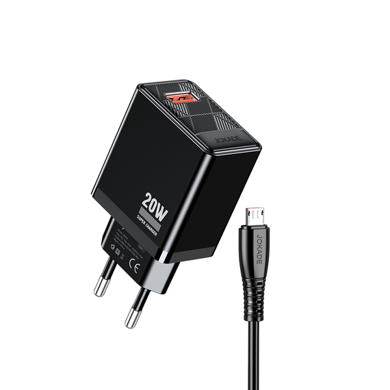 Jokade Încărcător de perete 1*USB-A 5A, 20W cu cablu Micro-USB JB086, negru