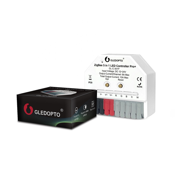 Gledopto ZigBee Pro+ 5in1 Ultra mini LED Controller CCT/RGB/RGBW/RGBCCT/Single Color (GL-C-301P), DC12~24V, 6A/CH, ieșire maximă 10A, 2 image