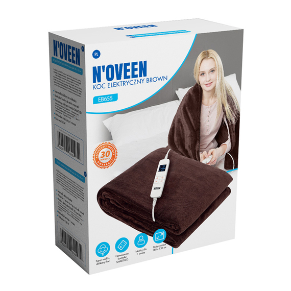 NOVEEN Pătură electrică încălzită EB655 Brown 180x130 cm, 2 image