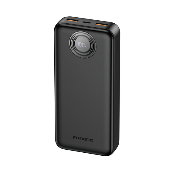 Foneng Power Bank cu afișaj digital 20000 mAh, 22.5W, negru