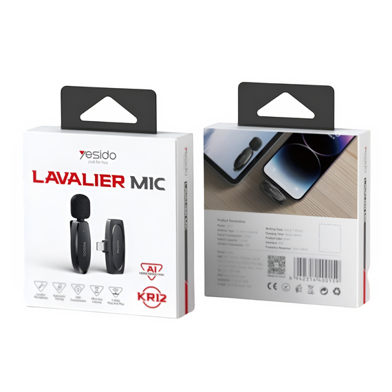 Yesido Digital Single Wireless Microphone (Lightning) KR12, negru, 2 image