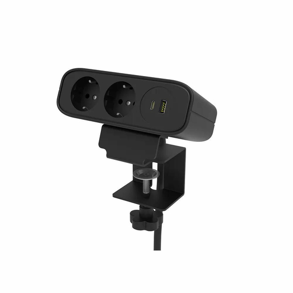 Priză de alimentare Omni, mufă UE, 2 prize, 1 USB, 1 Type-C, negru