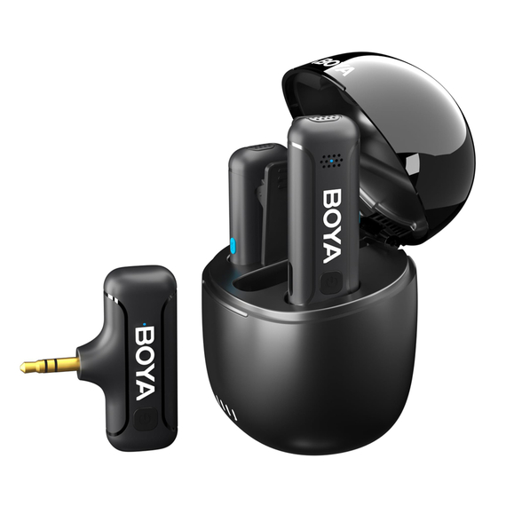 Boya Microfon fără fir 2.4GHz Sistem dual-canal cu carcasă de încărcare (BY-WM3T-U2), 3,0 Jack, negru, 2 image