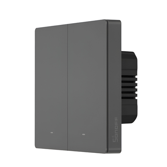 Întrerupător de perete inteligent Wi-Fi Sonoff SwitchMan M5 2-Gang (fir neutru), Dim Gray