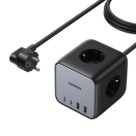 UGREEN Power Strip DigiNest Cube 65W - 3 x Soket, 2xUSB-A, 2xUSB-C, GaN, 3680W CD268, 1.8m, Black, 2 image