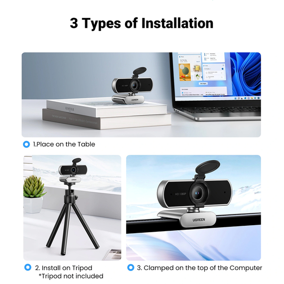 UGREEN USB Webcam 1080p@30FPS, focalizare automată | CM678, 3 image