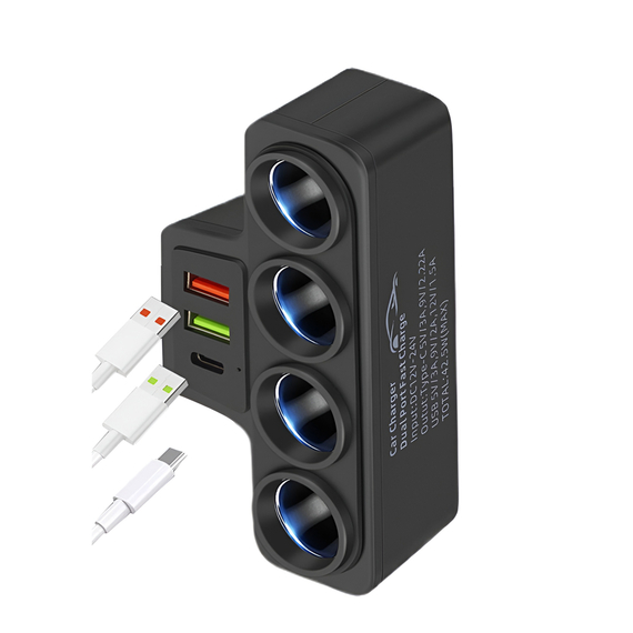 Adaptor pentru brichetă auto 4 prize 120W, negru, 2 image