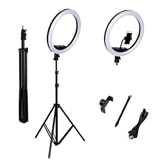 Selfie Ring RGB Light 16" MJ38 cu trepied 2.1m, geantă și telecomandă, 2 image