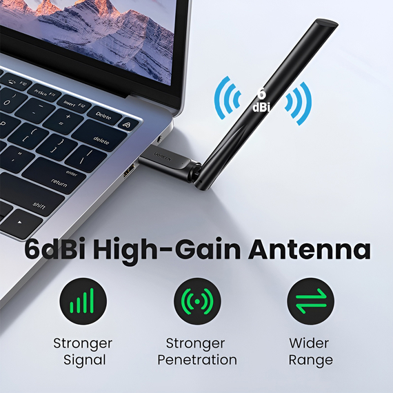 UGREEN AC650 High-Gain Dual Band Wireless USB Adapter | CM496, 2 image