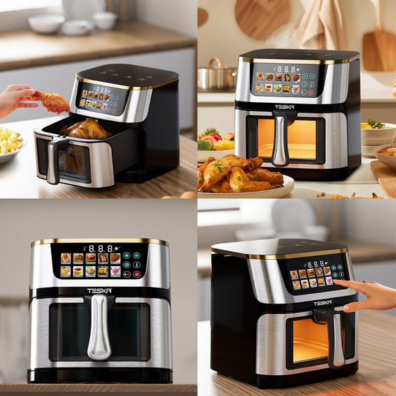 Teska Air Fryer TK-21S-3, fereastră transparentă, 10L, 1400W, oțel, 2 image