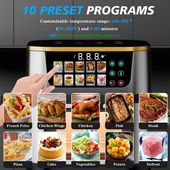 Teska Air Fryer TK-21S-3, fereastră transparentă, 10L, 1400W, oțel, 3 image