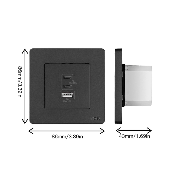 Moes Star Ring Socket 30W GAN 3 Ports (2*Type C+1*USB-A), Grey, 2 image