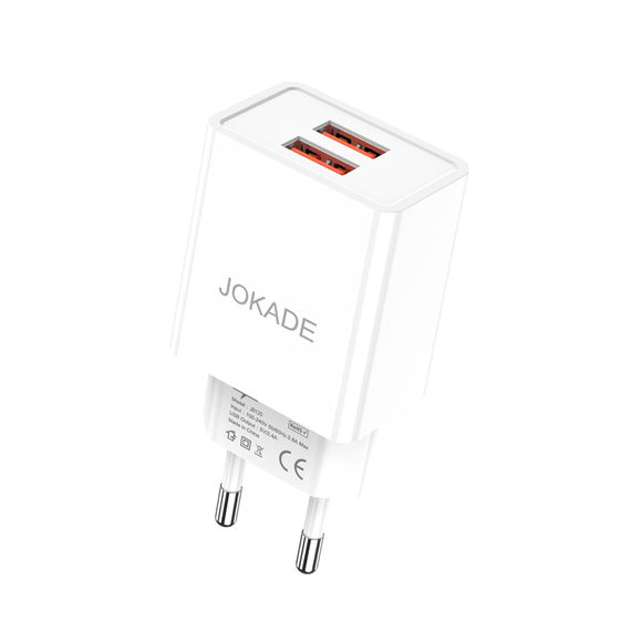 Încărcător de perete Jokade 2*USB-A 5A, 20W JB120, alb