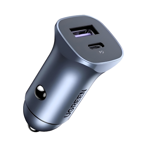 UGREEN Încărcător auto 1*USB-A+Type-C aluminiu 3A 30W, gri