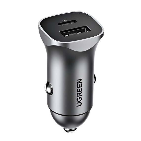 UGREEN Încărcător auto 1*USB-A+Type-C aluminiu 3A 30W, gri, 2 image