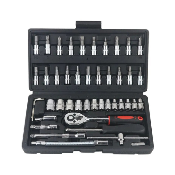 Set de chei tubulare cu clichet 46pcs, negru