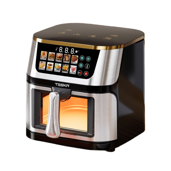 Teska Air Fryer TK-21S-3, fereastră transparentă, 10L, 1400W, oțel