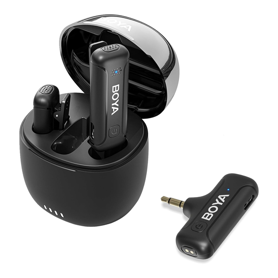 Boya Microfon fără fir 2.4GHz Sistem dual-canal cu carcasă de încărcare (BY-WM3T-U2), 3,0 Jack, negru