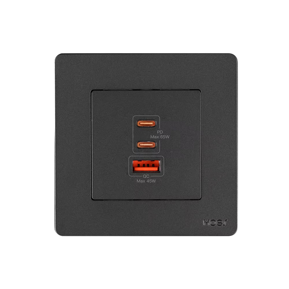Moes Star Ring Socket 65W GAN 3 Ports (2*Type C+1*USB-A), Grey