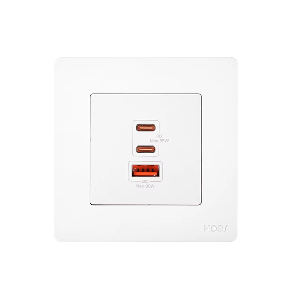 Moes Star Ring Socket 65W GAN 3 Ports (2*Type C+1*USB-A), White