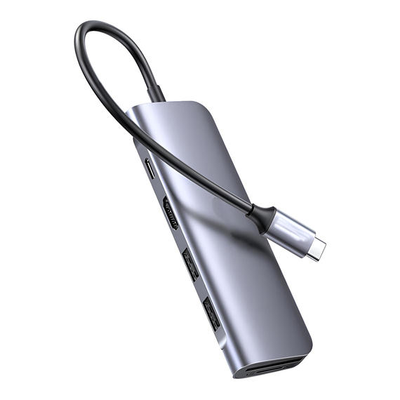 UGREEN HUB 6in1 Type-C 3.0 to 2*USB 3.0 + HDMI + SD/TF + PD 100W CM195, Space Grey, 2 image