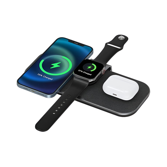WIWU Wireless Charger 3 in 1 Power Air, Black, 3 image