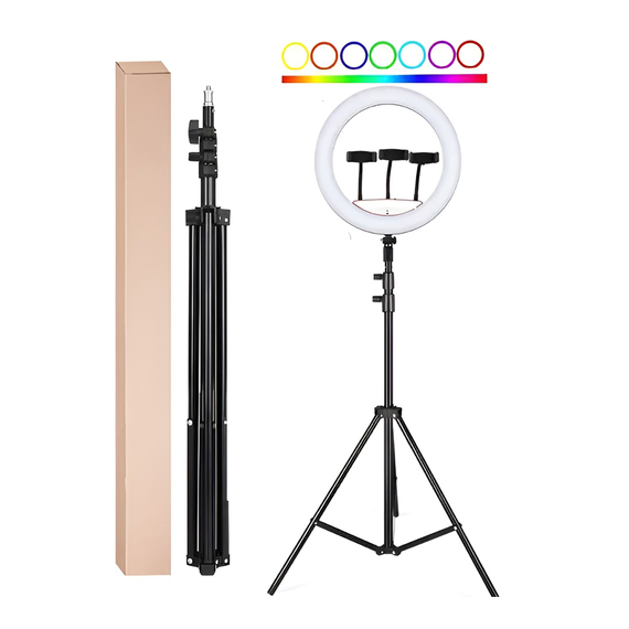 Selfie Ring RGB Light 22" MJ56 with Tripod 2.1m, Bag and Remote Control, 2 image