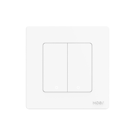 Moes Zigbee Star Ring Smart Push Button Switch 2 Gang (Neutral Required), White