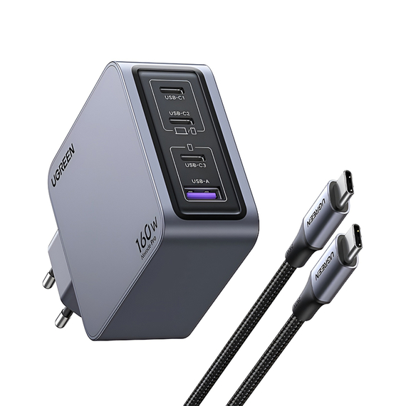 UGREEN Nexode Pro GaN Charger 1*USB-A+3*Type-C 160W X763, Black, 2 image