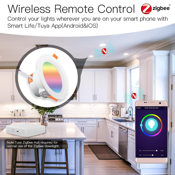 Moes ZigBee LED Downlight Spot 2700K-6500K RCB+C+W, 900lm, 3.5", 10W, 2 image