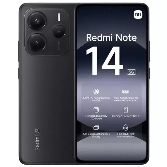 Xiaomi Redmi Note 14 5G, 8GB/256GB, Midnight Black
