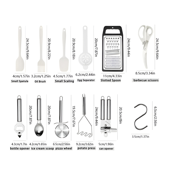 Kitchen Utensils 44 Pcs Set, White, 2 image