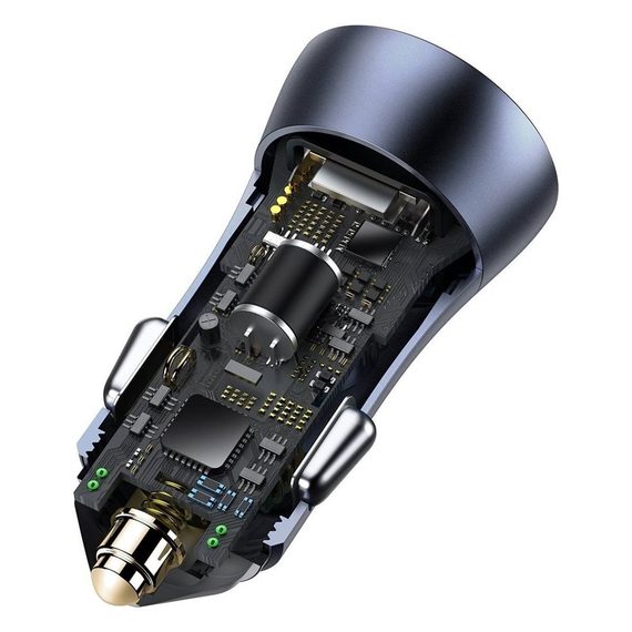 Baseus Car Charger USB/Type-C Dual Quick Charger 40W (With Baseus Cable Type-C to Lightning 1m), Gray, 2 image