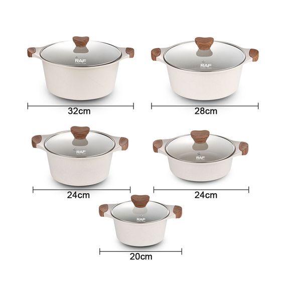 Raf Cookware Set Pans With Lids R.80003, 5pcs Set, White, 2 image