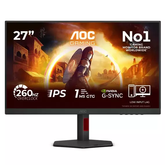 27" AOC 27G4ZR, Black, IPS, 1920x1080, 260Hz, AdaptiveSync, 0.3msMPRT, 300cd, HDR10 ,HDMI+DP, Pivot