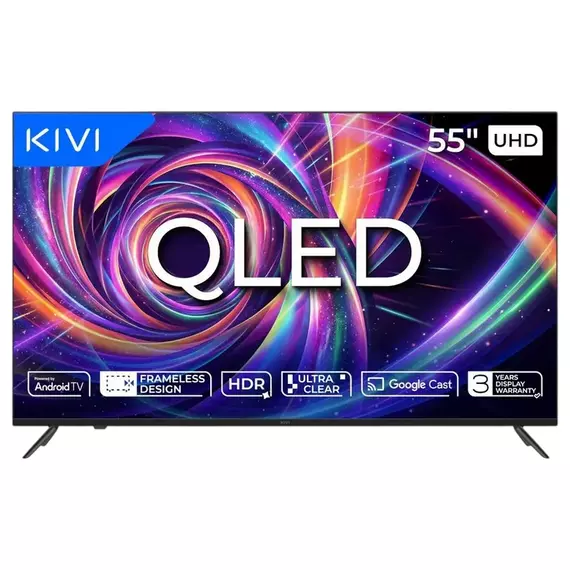 55" LED SMART TV KIVI 55U7000MB, QLED, 4K UHD, Android TV, Black