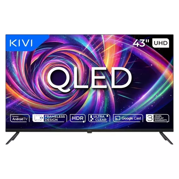 43" LED SMART TV KIVI 43U7000MB, QLED, 4K UHD, Android TV, Black