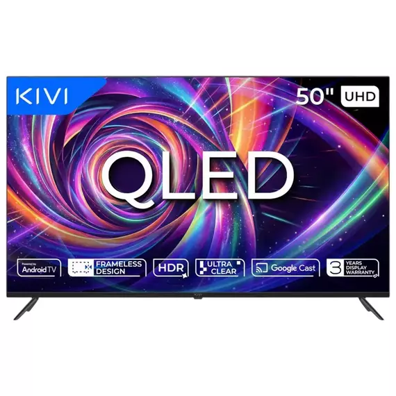 50" LED SMART TV KIVI 50U7000MB, QLED, 4K UHD, Android TV, Black