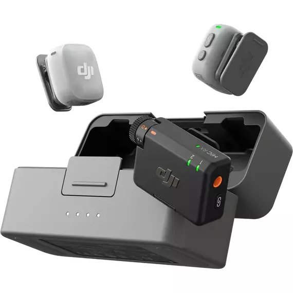 Microfon portabil pentru înregistrare vocală DJI Mic Mini 2 (2 TX + 1 RX + Charging Case), Fără fir, Negru