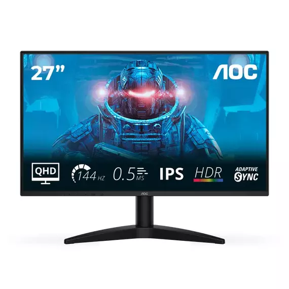 27" AOC Q27B36X, Black, IPS, 2560x1440, 144Hz, AdaptiveSync, 0.5msMPRT, 300cd, HDR10 ,HDMI+DP