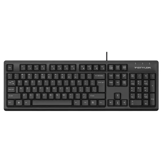 Keyboard A4Tech FK12, Fstyler FN Multimedia Wired Keyboard ( US+RU+RO ), Black