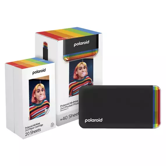 Imprimantă foto Polaroid Hi-Print 2x3 Generation 2 E-Box, 54 x 86 mm, Negru